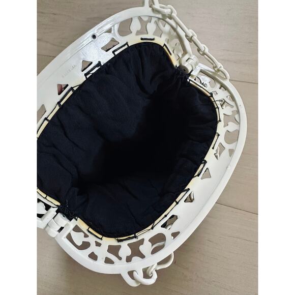 Vintage 40-50s Popcorn Crochet Woven Evening Bag Celluloid Strap Retro Dainty - Picture 3 of 8